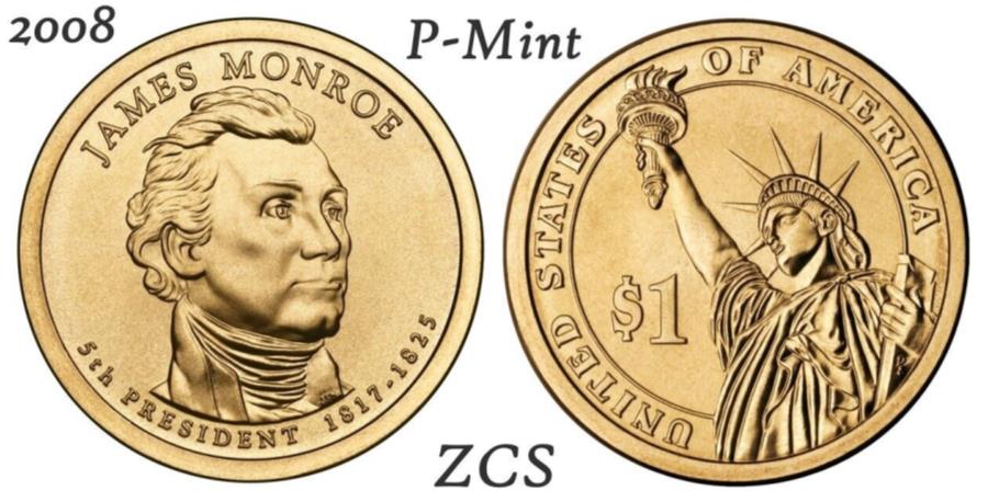 ڶ/ʼݾڽա ƥ 󥳥 [̵] 2008 Pॺ1ɥ륳ƹߥȥޥ͡ 2008 P James Monroe Presidential One Dollar Coin U.S. Mint Money Coins