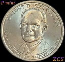 【極美品/品質保証書付】 アンティークコイン モダンコイン 送料無料 2015 PドワイトDアイゼンハワー大統領1ドルコイン。 2015 P Dwight D Eisenhower Presidential One Dollar Coin from U.S. Mint Rolls
