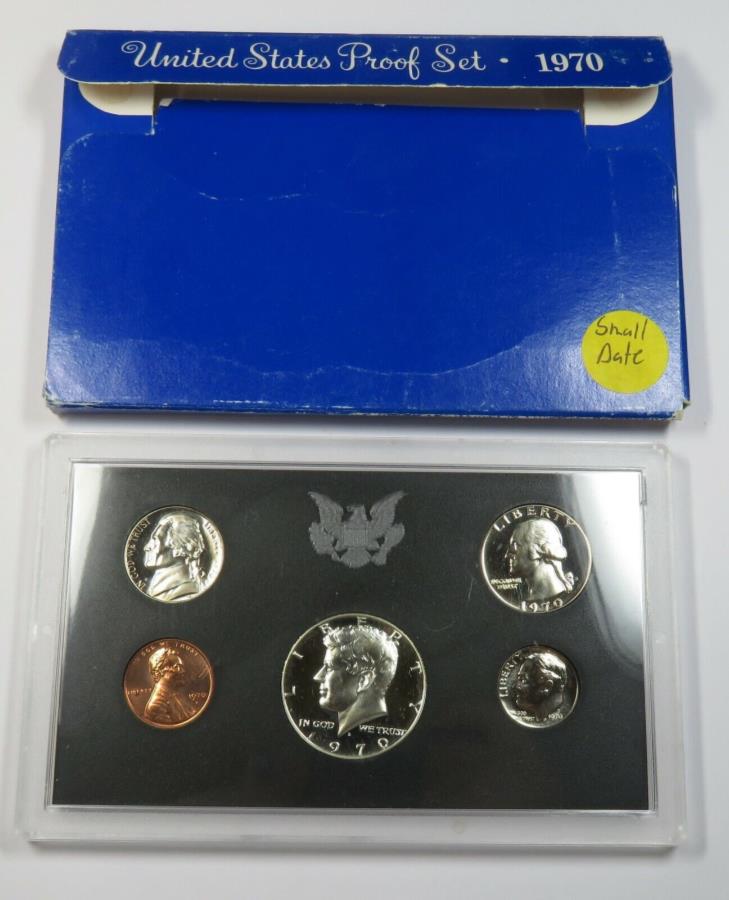 【極美品/品質保証書付】 アンティークコイン モダンコイン [送料無料] 1970-S米国ミントプルーフ5コインw/ボックスセット|スモールデートペニーセント32214L 1970-S United States Mint Proof 5-Coin w/ Box Set | Small Date Penny Cent 32214L