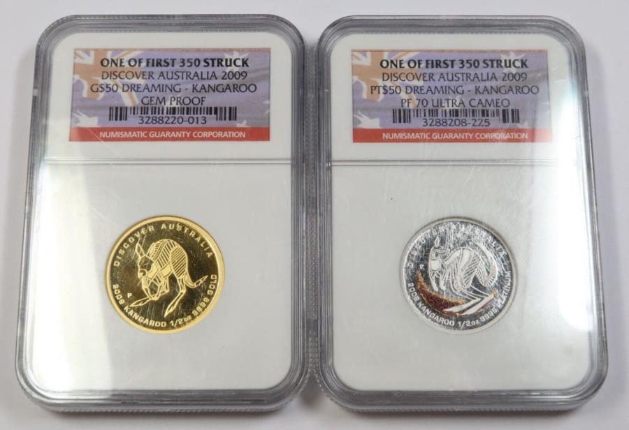 ڶ/ʼݾڽա ƥ 󥳥 [̵] 2009 NGC |ȥꥢȯ-1/2󥹥ɡץ$ 50󥬥롼42217A 2009 NGC | DISCOVER AUSTRALIA - 1/2 oz GOLD &PLATINUM $50 Kangaroo Coin #42217A