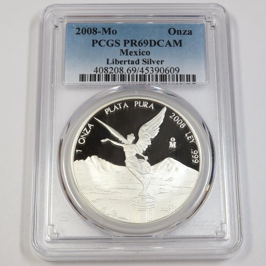 yɔi/iۏ؏tz AeB[NRC _RC [] 2008 MO PCGS PR69 DCAM |LVR-1IXVo[o^h-UNNZA COIN43472A 2008 Mo PCGS PR69 DCAM | MEXICO - 1 oz Silver Libertad - Un Onza Coin #43472A