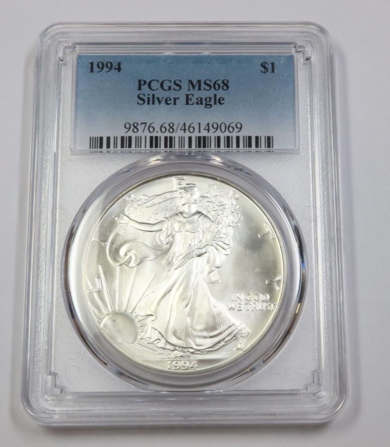 yɔi/iۏ؏tz AeB[NRC _RC [] 1994 PCGS MS68 |Vo[C[O - č1IXRC$ 140274A 1994 PCGS MS68 | Silver Eagle - US 1 oz Coin $1 #40274A