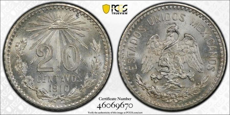 ڶ/ʼݾڽա ƥ 󥳥 [̵] 1910 mo pcgs ms66 |ᥭ-20 Centavos 20c Coin41112a 1910 Mo PCGS MS66 | MEXICO - 20 Centavos 20C Coin #41112A