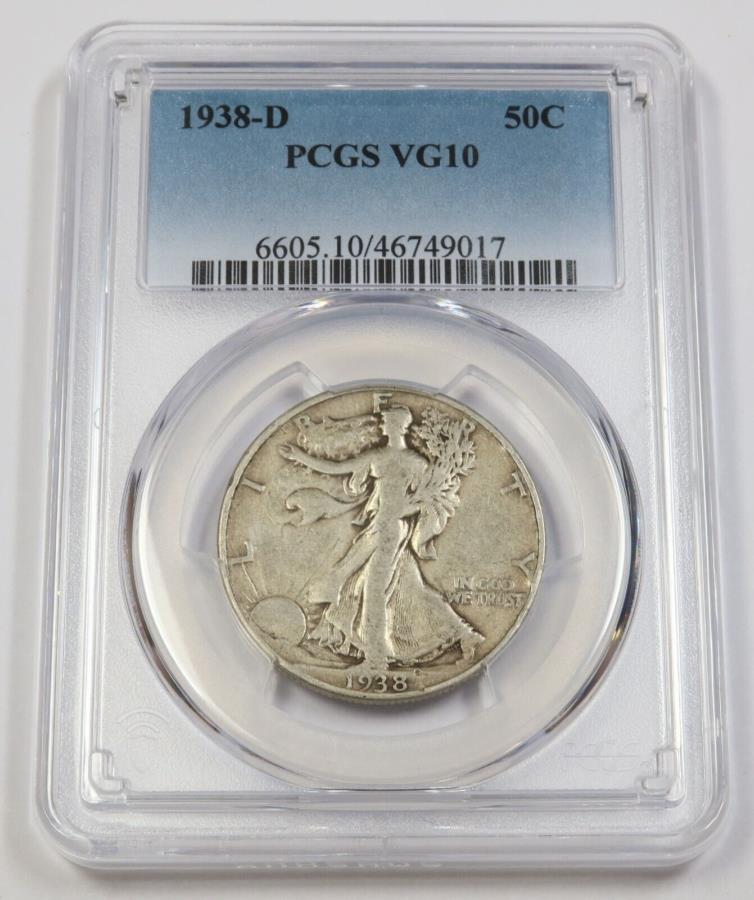 yɔi/iۏ؏tz AeB[NRC _RC [] 1938 D PCGS VG10 |Vo[EH[LOoeBn[t_[-50C USRC42191A 1938 D PCGS VG10 | Silver Walking Liberty Half Dollar - 50c US Coin #42191A