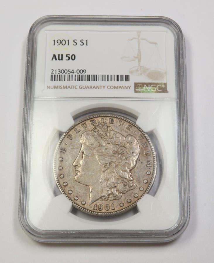 yɔi/iۏ؏tz AeB[NRC _RC [] 1901 S NGC AU50 |Vo[[Kh - $ 1 US COIN39049A 1901 S NGC AU50 | Silver Morgan Dollar - $1 US Coin #39049A