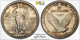 【極美品/品質保証書付】 アンティークコイン モダンコイン [送料無料] 1917 D PCGS AU55 -Type 1 |スタンディングリバティクォーター-25C USコイン＃41202B 1917 D PCGS AU55 - TYPE 1 | Standing Liberty Quarter - 25c US Coin #41202B