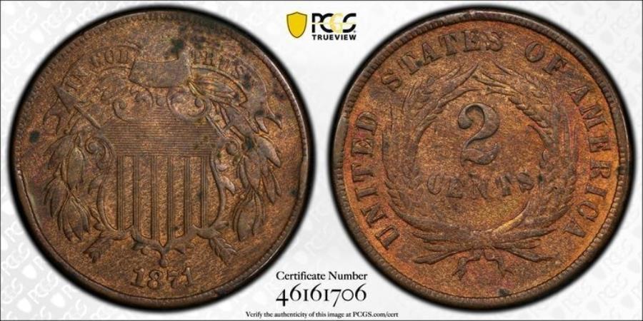 ڶ/ʼݾڽա ƥ 󥳥 [̵] 1871 PCGS VFܺ| 2ȥԡ-2C US40827A 1871 PCGS VF Detail | Two Cent Piece - 2c US Coin #40827A