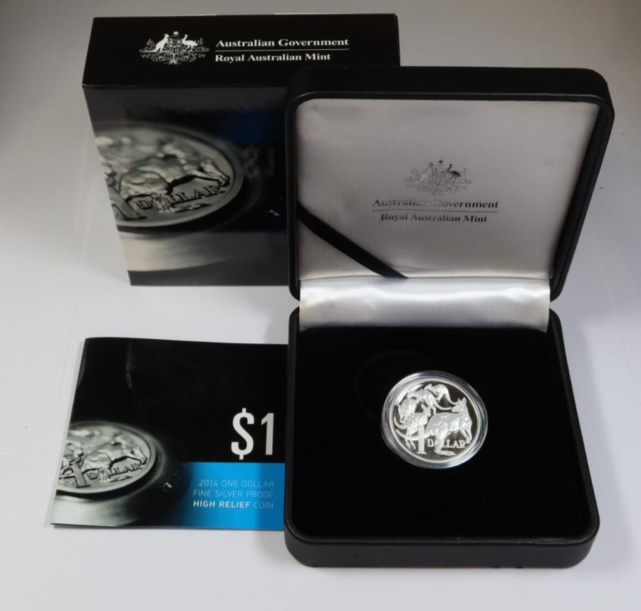 2014高救援オーストラリア| Roos Kangaroo Silver 1oz $ 1 COINセット＃39511Eの暴徒 2014 High Relief AUSTRALIA | Mob of Roos Kangaroo Silver 1oz $1 Coin Set #39511E