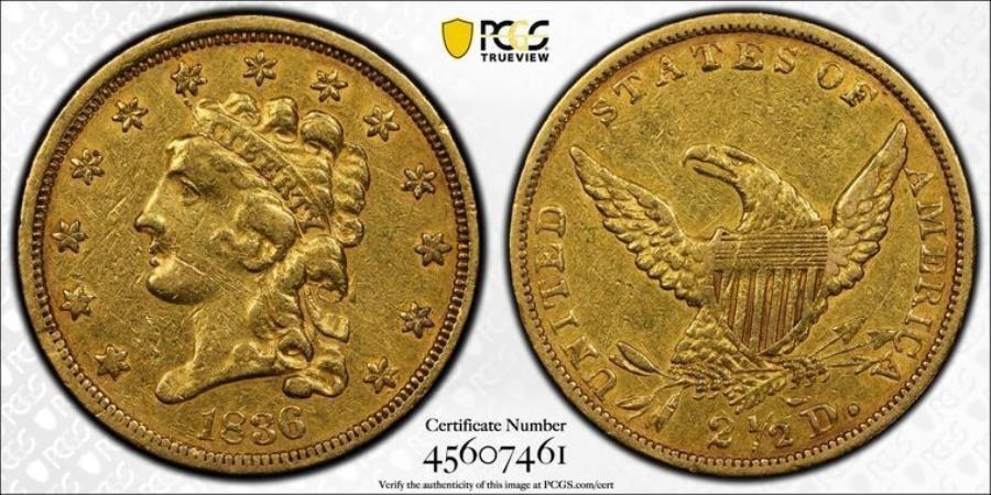 ڶ/ʼݾڽա ƥ 󥳥 [̵] 1836 PCGS XFܺ|ɥåץإå - $ 2.50ɥ륯륳43213A 1836 PCGS XF Detail | Gold Capped Head - $2.50 Dollar Quarter Eagle Coin #43213A
