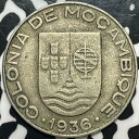 【極美品/品質保証書付】 アンティークコイン モダンコイン 送料無料 1936 Mozambique 1 Escudo Lot＃M7215 1936 Mozambique 1 Escudo Lot M7215