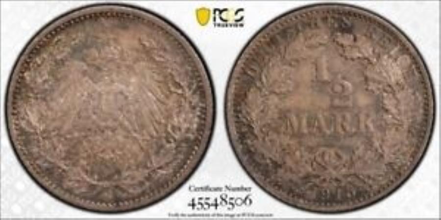 1915-Gɥ1/2ޡPCGS MS64åȡG2926СUNC J-16 1915-G Germany 1/2 M...