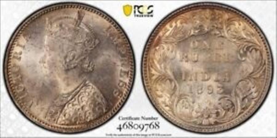 ڶ/ʼݾڽա ƥ 󥳥 [̵] 1893-B1ԡPCGS MS62åȡG4743СŨUNC SW-6.135 1893-B India 1 Rupee PCGS MS62 Lot#G4743 Silver! Nice UNC! SW-6.135