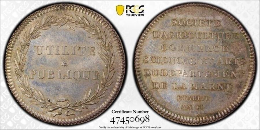 ڶ/ʼݾڽա ƥ 󥳥 [̵] vi1798˥ե󥹡ޡȶPCGS SP64åȡG5205С AN VI (1798) France Marne Agricultural Society Medal PCGS SP64 Lot#G5205 Silver!
