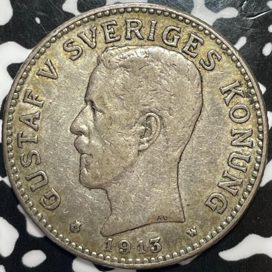 yɔi/iۏ؏tz AeB[NRC _RC [] 1913XEF[f2N[i[bgM7160Vo[I 1913 Sweden 2 Kroner Lot#M7160 Silver!