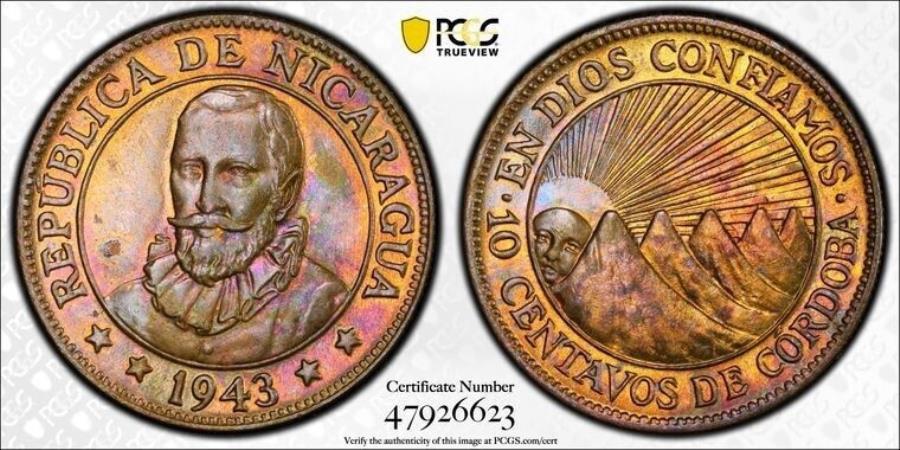 ڶ/ʼݾڽա ƥ 󥳥 [̵] 1943 Nicaragua 10 Centavos PCGS MS63 LOTG5101祤UNCĴҡ 1943 Nicaragua 10 Centavos PCGS MS63 Lot#G5101 Choice UNC! Beautiful Toning!