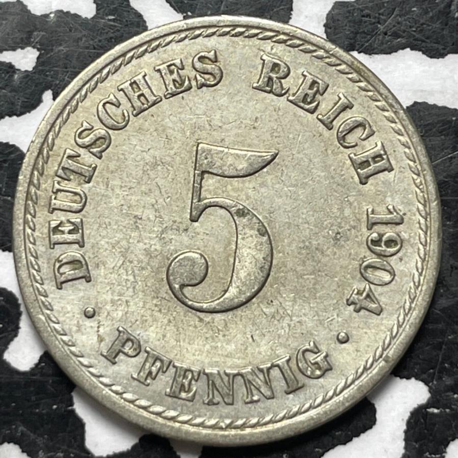 yɔi/iۏ؏tz AeB[NRC _RC [] 1904-AhCc5 Pfennigi4p\ji1RĈ݁j 1904-A Germany 5 Pfennig (4 Available) (1 Coin Only)