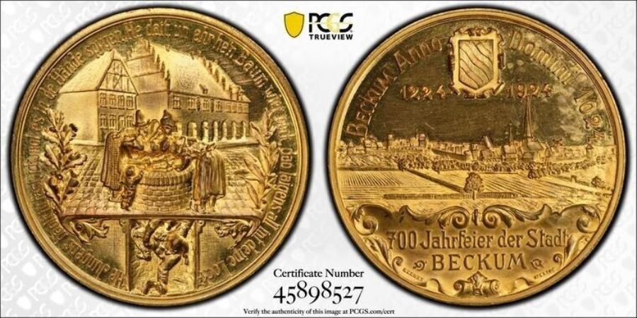 ڶ/ʼݾڽա ƥ 󥳥 [̵] 1924ǯɥĥ٥å700ǯǰPCGS SP63åȡG3923֥饹ch UNC 1924 Germany Beckum 700th Anniversary Medal PCGS SP63 Lot#G3923 Brass, Ch. UNC!