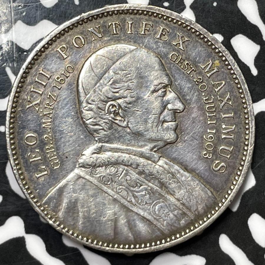 yɔi/iۏ؏tz AeB[NRC _RC [] 1903ccIXIII_bgJM5836Vo[I 31mm 1903 Papal States Pope Leo XIII Medal Lot#JM5836 Silver! 31mm