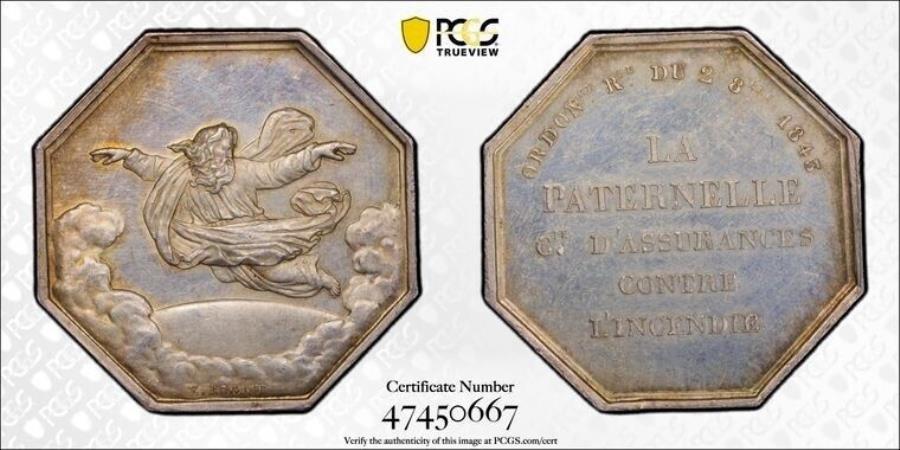 ڶ/ʼݾڽա ƥ 󥳥 [̵] 1843 France Paternal Fire Insurance Co. Jeton PCGS MS61 LOTG5200 SILVER 1843 France Paternal Fire Insurance Co. Jeton PCGS MS61 Lot#G5200 Silver!