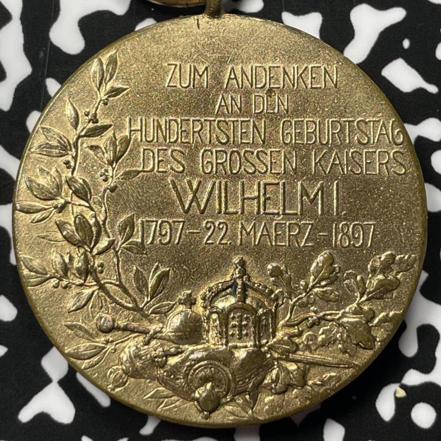  アンティークコイン モダンコイン  1897ドイツプロイセンカイザーウィルヘルムI 100歳の誕生日メダルロット＃OV707 39mm 1897 Germany Prussia Kaiser Wilhelm I 100th Birthday Medal Lot#OV707 39mm