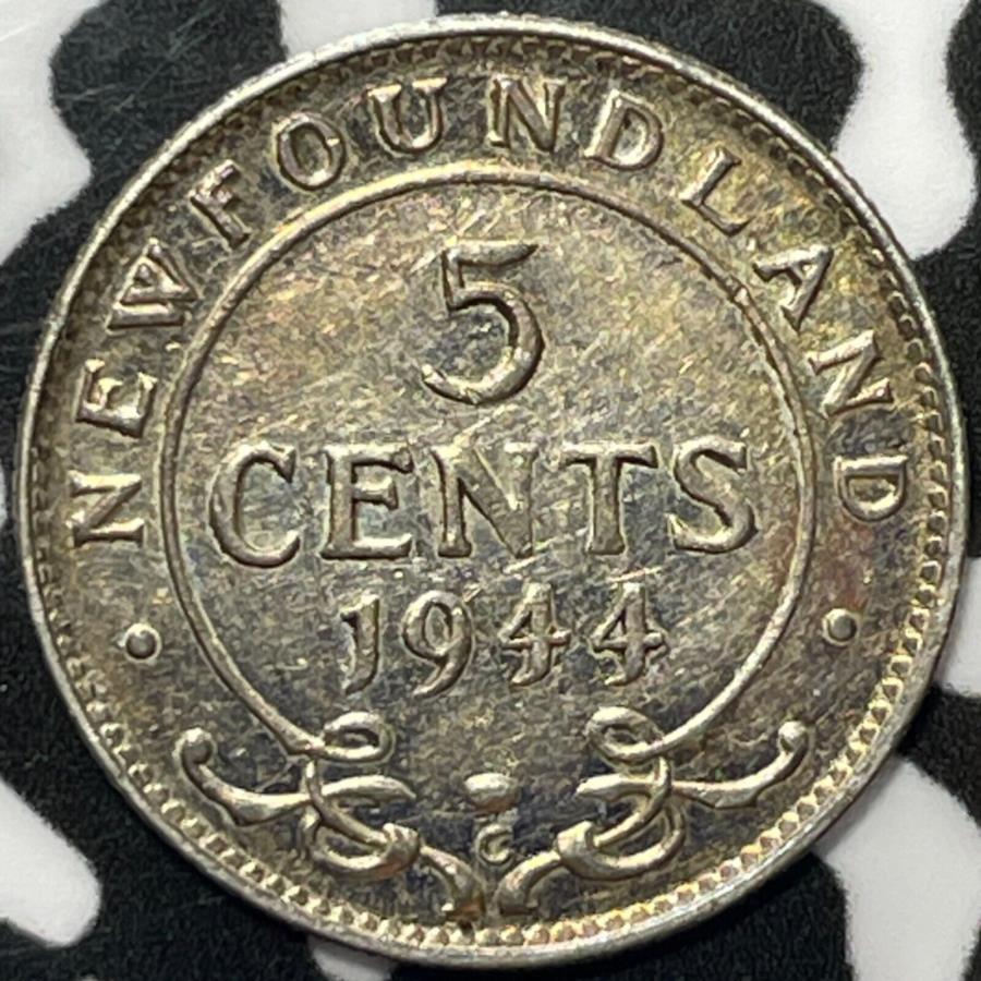 yɔi/iۏ؏tz AeB[NRC _RC [] 1944-Cj[t@hh5ZgbgM6630Vo[III 1944-C Newfoundland 5 Cents Lot#M6630 Silver! High Grade! Beautiful!