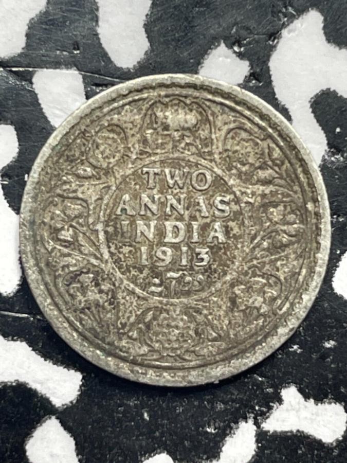 yɔi/iۏ؏tz AeB[NRC _RC [] 1913Ch2AiXbgM0222Vo[I 1913 India 2 Annas Lot#M0222 Silver!