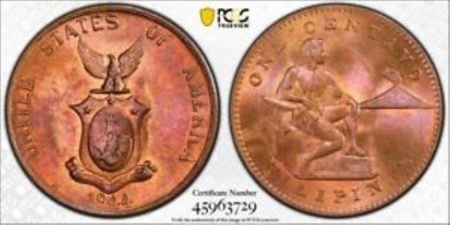 ڶ/ʼݾڽա ƥ 󥳥 [̵] 1944-S U.S. Philippines 1 Centavo PCGS MS65RBåȡG4372 GEM BU 1944-S U.S. Philippines 1 Centavo PCGS MS65RB Lot#G4372 Gem BU!