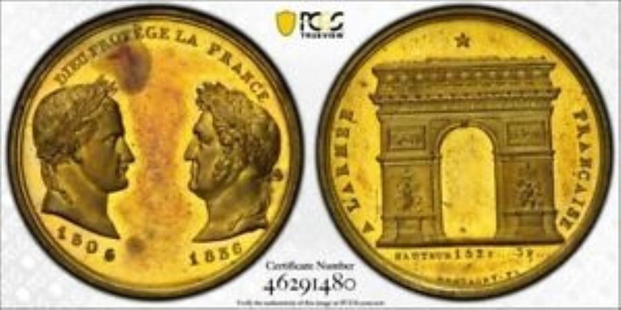  アンティークコイン モダンコイン  1836フランスのArc de Triomphe Medal PCGS SP63 LOT＃G3692 COLL-107の完了 1836 France Completion Of Arc De Triomphe Medal PCGS SP63 Lot#G3692 Coll-1107