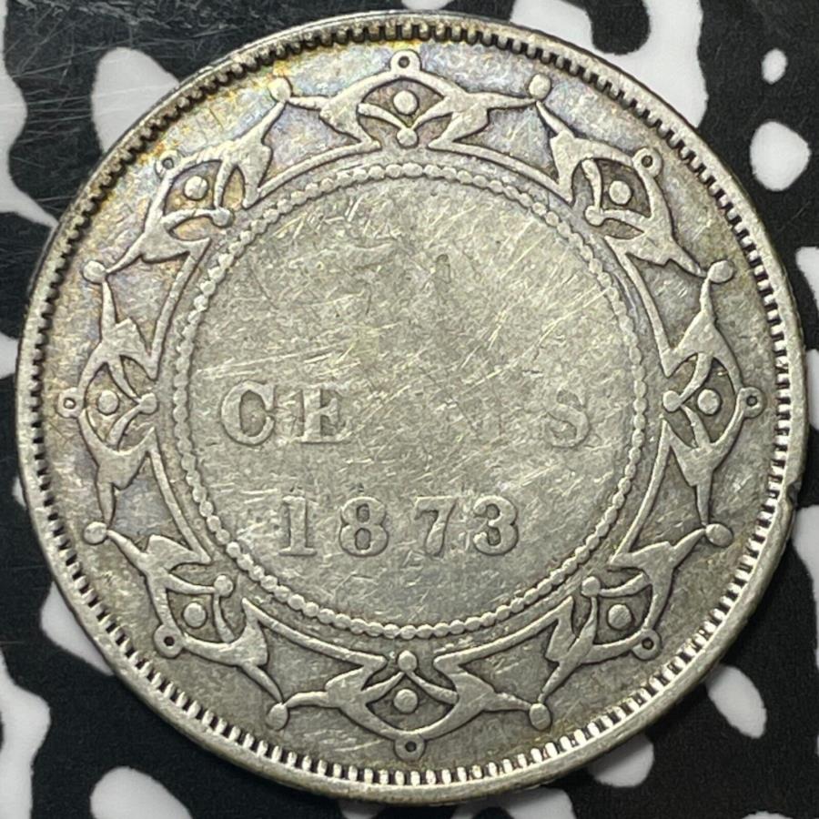  アンティークコイン モダンコイン  1873ニューファンドランド50セントロット＃M6628シルバー！ 1873 Newfoundland 50 Cents Lot#M6628 Silver!