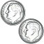 【極美品/品質保証書付】 アンティークコイン モダンコイン [送料無料] 1956 P DルーズベルトダイムBU年セット90％シルバー2コインロット 1956 P D Roosevelt Dime BU Year Set 90% Silver 2 Coin Lot