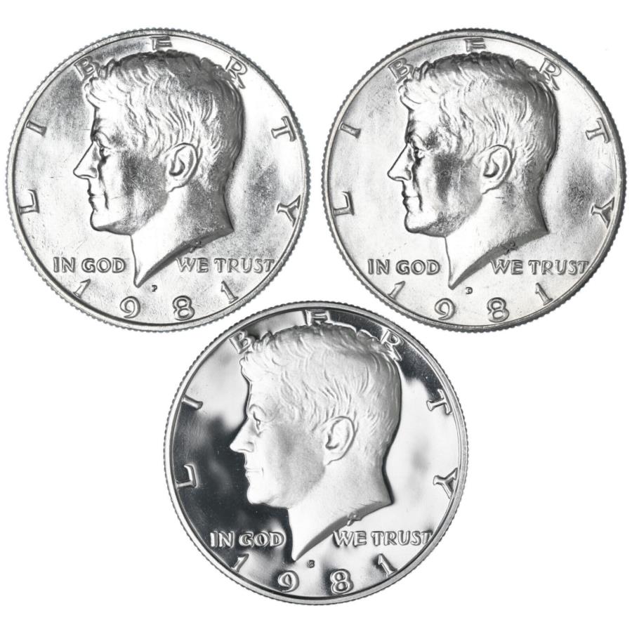 【極美品/品質保証書付】 アンティークコイン モダンコイン [送料無料] 1981 P D S Kennedy Half Dollar Year Set Proof＆Bu Us 3 Coin Lot 1981 P D S Kennedy Half Dollar Year Set Proof & BU US 3 Coin Lot