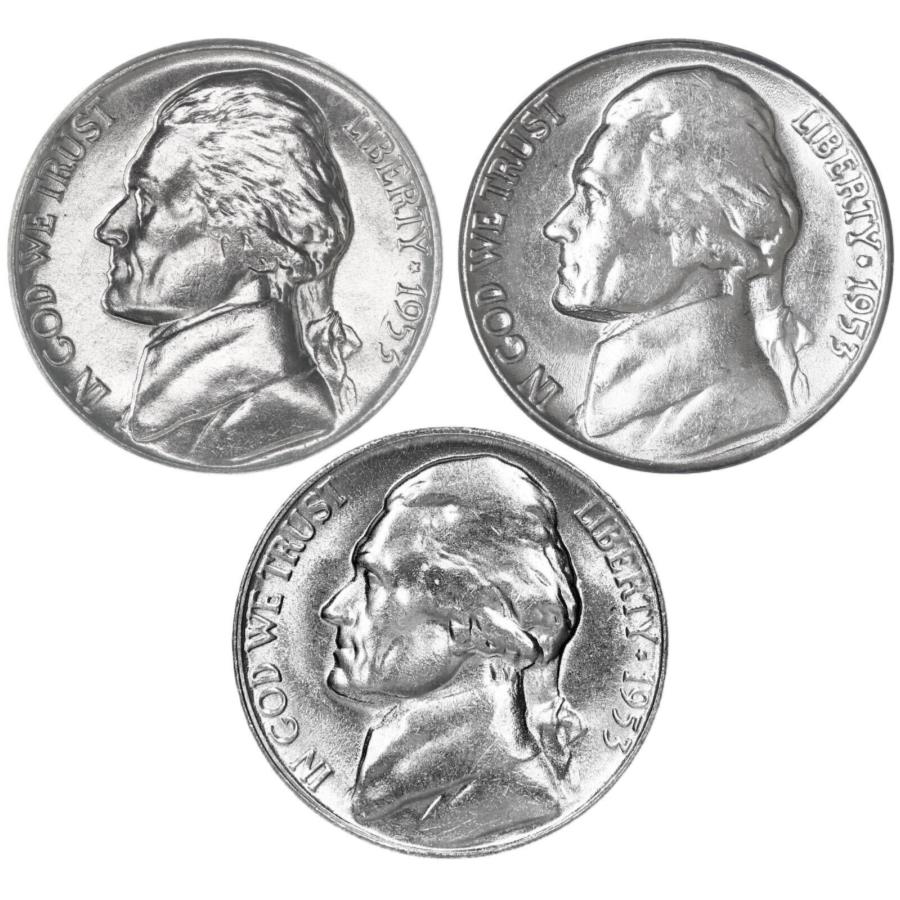 1953 P D Sե˥å֥ꥢ۴3ǯå 1953 P D S Jefferson Nickel Bri...
