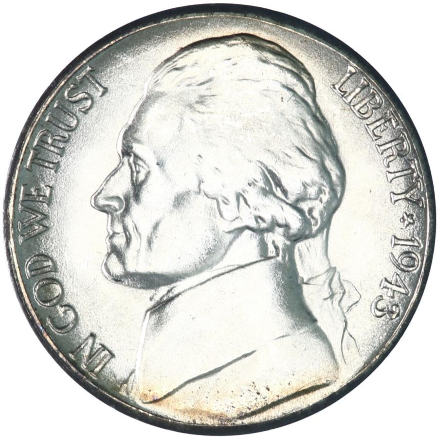 yɔi/iۏ؏tz AeB[NRC _RC [] 1943 sWFt@[\35Vo[EH[jbPrVo[čRCʐ^Y418Q 1943 S Jefferson 35% Silver War Nickel BU Silver US Coin See Pics Y418