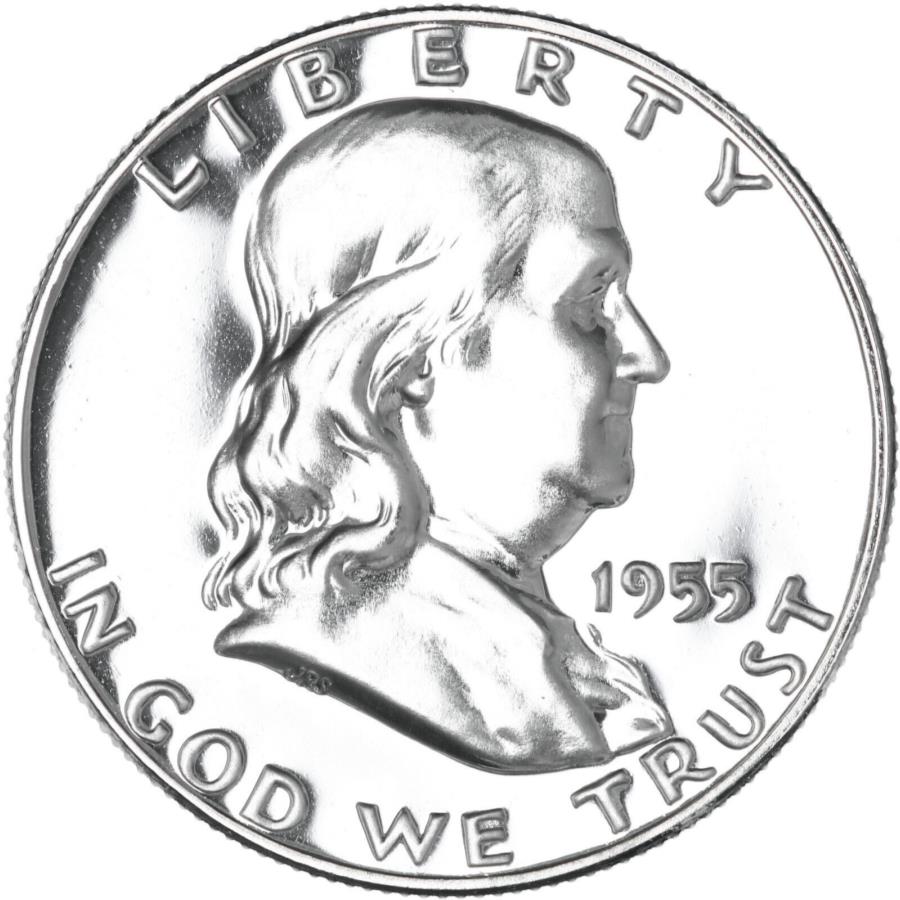 yɔi/iۏ؏tz AeB[NRC _RC [] 1955iPjtNn[t_[WF90Vo[v[tRC 1955 (P) Franklin Half Dollar Gem 90% Silver Proof Coin