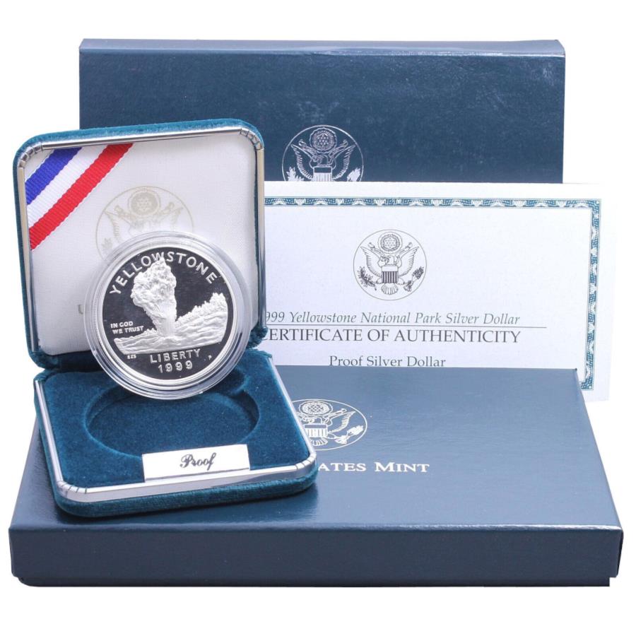 1999 P Yellowstone National Park Proof Commem 90Silver Dollar OGP US ...