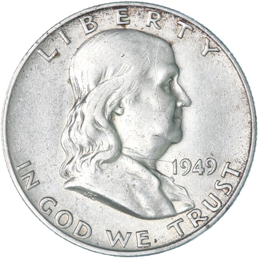 yɔi/iۏ؏tz AeB[NRC _RC [] 1949 dtNn[t_[90Vo[AJĂȂauʐ^s855QƂĂ 1949 D Franklin Half Dollar 90% Silver About Uncirculated AU See Pics S855
