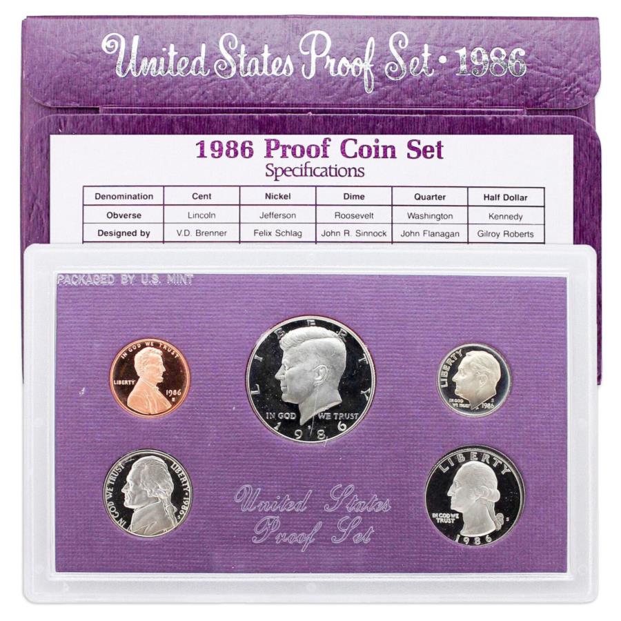yɔi/iۏ؏tz AeB[NRC _RC [] 1986 sv[tZbgIWi{bNXCOA 5RCUS~g 1986 S Proof Set Original Box & COA 5 Coins US Mint