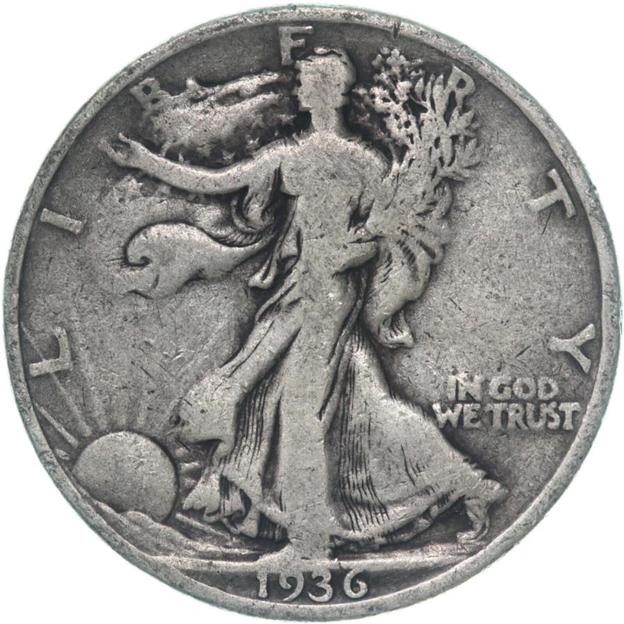 yɔi/iۏ؏tz AeB[NRC _RC [] 1936ipjEH[LOoeBn[t_[90Vo[t@Cfn 1936 (P) Walking Liberty Half Dollar 90% Silver Fine FN