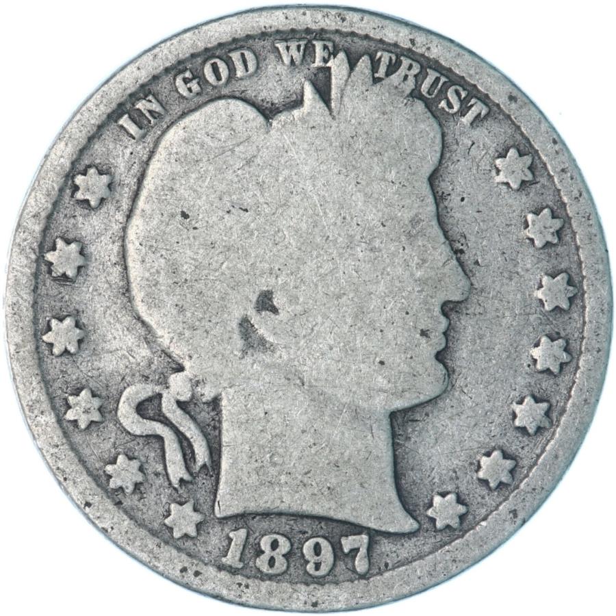 yɔi/iۏ؏tz AeB[NRC _RC [] 1897ipjo[o[NH[^[90Vo[ObhGDʐ^A449Q 1897 (P) Barber Quarter 90% Silver Good GD See Pics A449