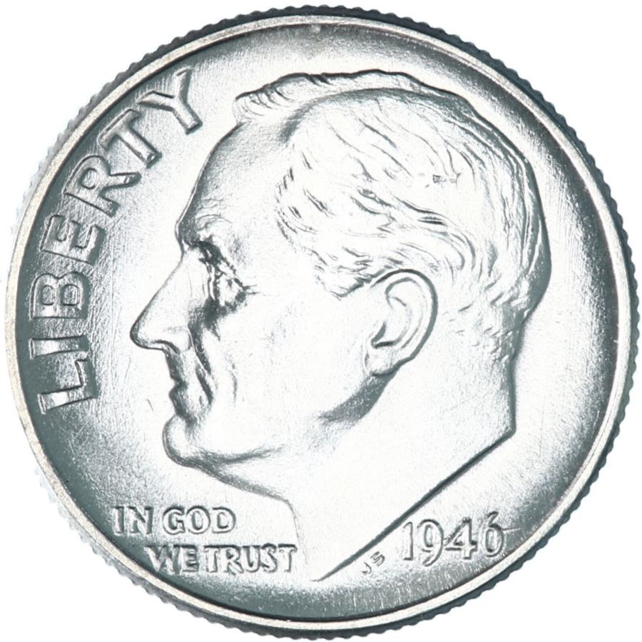 yɔi/iۏ؏tz AeB[NRC _RC [] 1946ipj[Yxg_C90Vo[bu us coinʐ^y432Q 1946 (P) Roosevelt Dime 90% Silver BU US Coin See Pics Y432