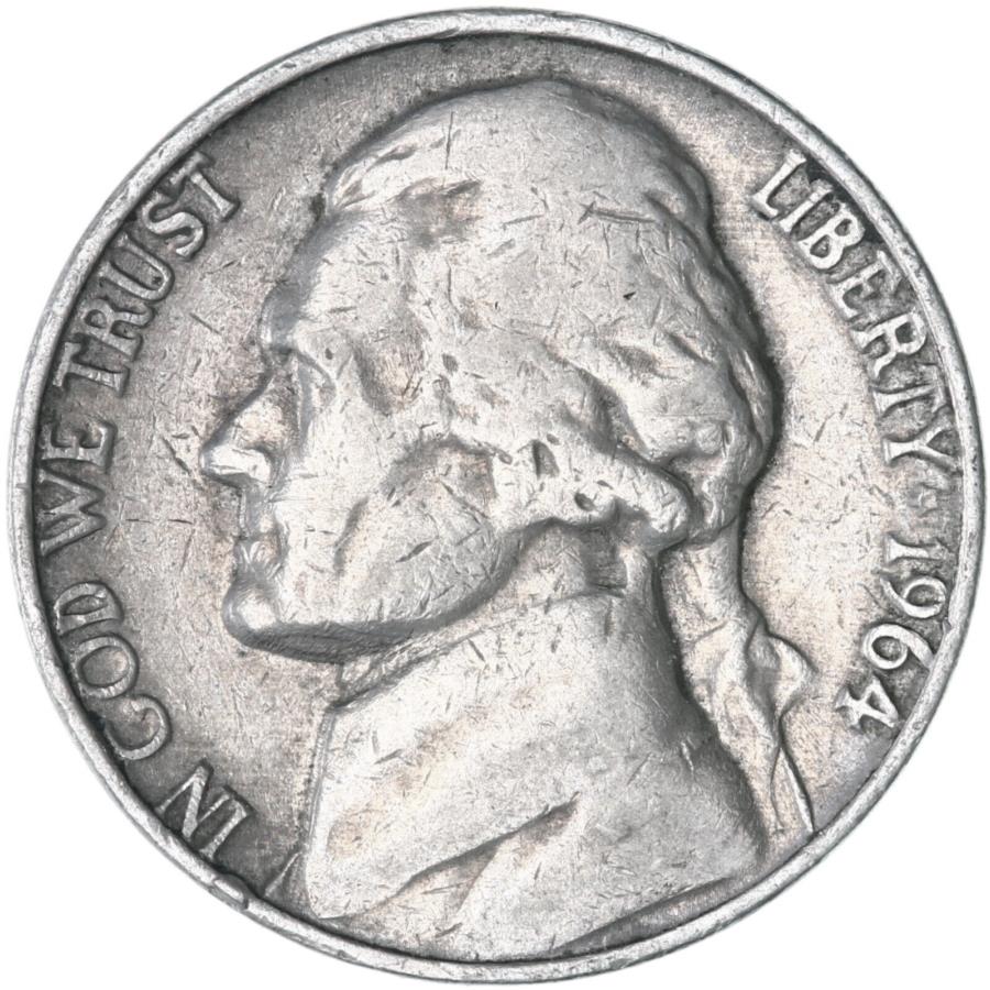 1964（P）ジェファーソンニッケル非常に細かいVF 1964 (P) Jefferson Nickel Very Fine VF