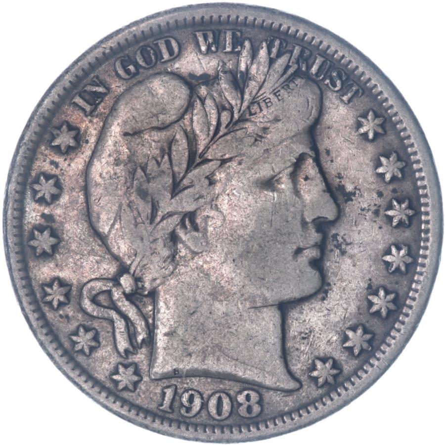 yɔi/iۏ؏tz AeB[NRC _RC [] 1908 oo[o[n[t_[90Vo[ɍׂVFʐ^P667Q 1908 O Barber Half Dollar 90% Silver Very Fine VF See Pics P667