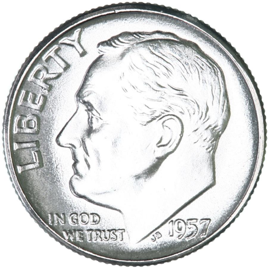 yɔi/iۏ؏tz AeB[NRC _RC [] 1957ipj[Yxg_C90Vo[WFr[USRCʐ^B469Q 1957 (P) Roosevelt Dime 90% Silver Gem BU US Coin See Pics B469