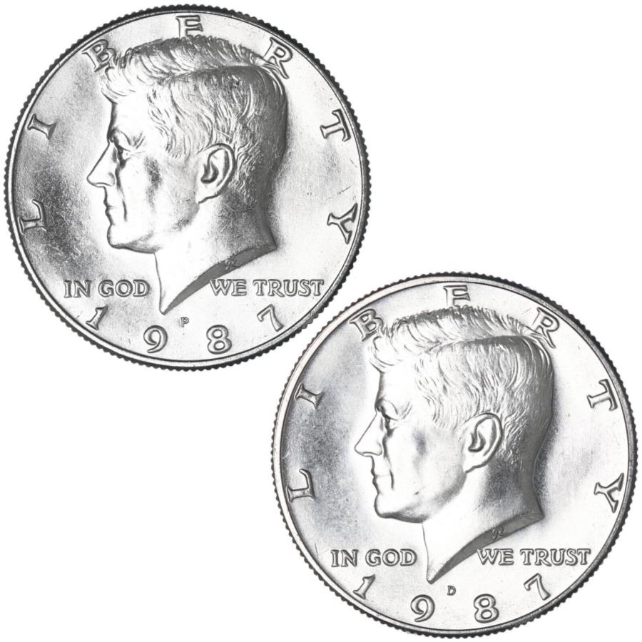 yɔi/iۏ؏tz AeB[NRC _RC [] 1987 P D Kennedy Half Dollar Bu 2 Coin Year set 1987 P D Kennedy Half Dollar BU 2 Coin Year Set