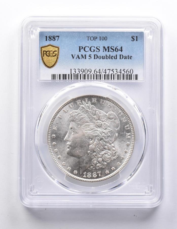 【極美品/品質保証書付】 アンティークコイン モダンコイン [送料無料] MS64 1887 Morgan Silver Dollar Vam 5 Doubled Date Top 100 PCGS *7651 MS64 1887 Morgan Silver Dollar VAM 5 Doubled Date Top 100 PCGS *7651