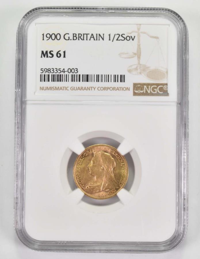 yɔi/iۏ؏tz AeB[NRC _RC [] MS61 1900CMX1/2S[h\u-GradedNGC *9708 MS61 1900 Great Britain 1/2 Gold Sovereign - Graded NGC *9708