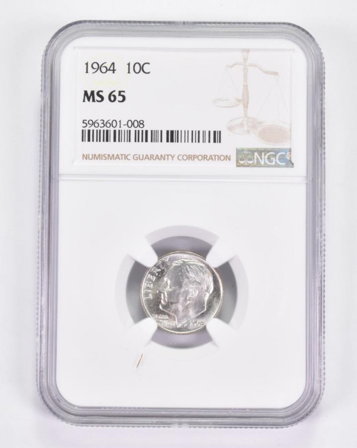 yɔi/iۏ؏tz AeB[NRC _RC [] MS65 1964 Roosevelt Dime -Graded NGC TonedI *9042 MS65 1964 Roosevelt Dime - Graded NGC Toned! *9042