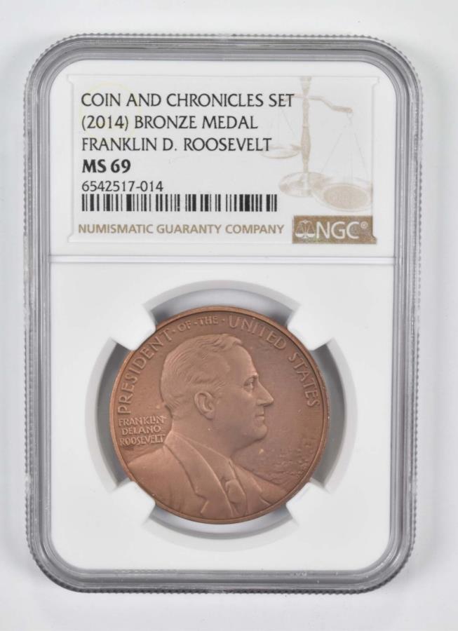 yɔi/iۏ؏tz AeB[NRC _RC [] i2014jMS69uY_tND.[YxgRCƃNjNYNGC (2014) MS69 Bronze Medal Franklin D. Roosevelt Coin and Chronicles NGC
