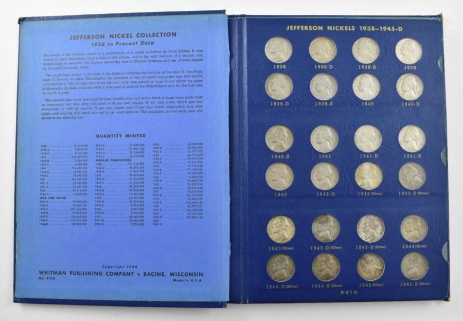 yɔi/iۏ؏tz AeB[NRC _RC [] WFt@[\jbPỸZbg1938-1961-čRCRNVfGȃAo Set of Jefferson Nickels 1938-1961- US Coin Collection Complete NICE Album