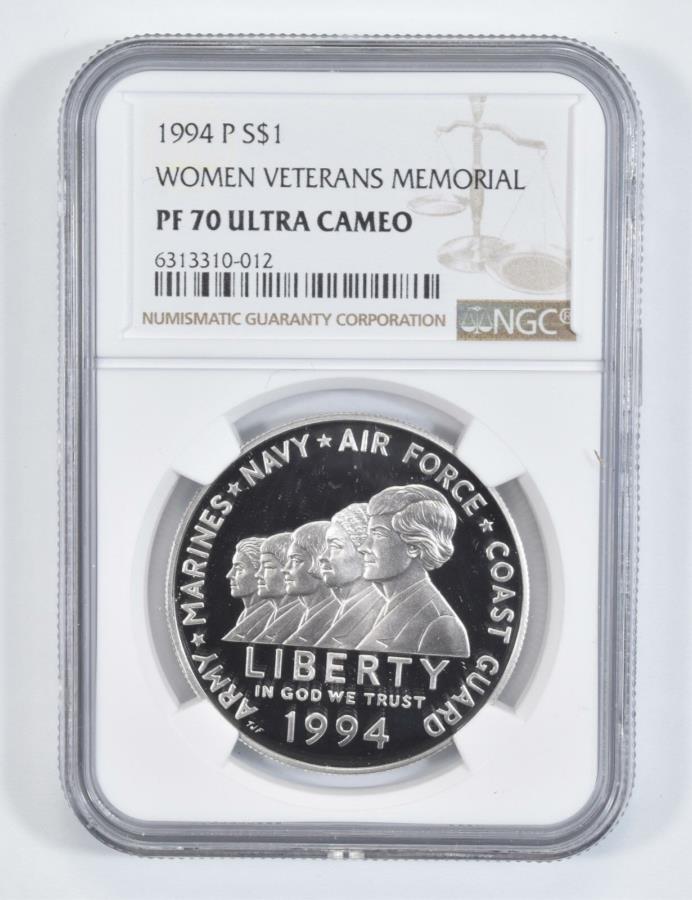 【極美品/品質保証書付】 アンティークコイン モダンコイン [送料無料] 1994 P女性の退役軍人記念証明シルバーダラーNGC PF70 1994 P Women in Military Veteran Commemorative Proof Silver Dollar NGC PF70